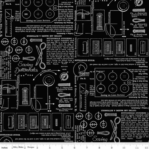 Riley Blake Designs - Sew America - Sewing Notes - Black #c17348-black