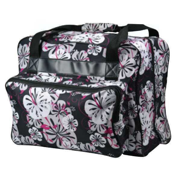 Janome Sewing Machine Tote Bag in Black Floral with Floral Pattern
