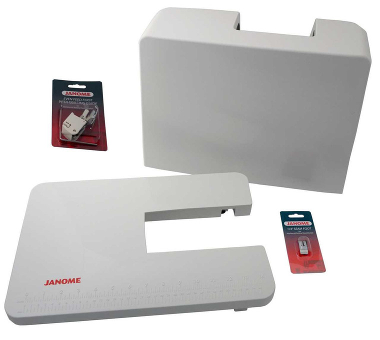 Janome Kit with Table, Cover, Even Feed and Quarter Inch Foot.