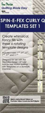 Sew Steady Westalee Spin-E-Fex Curley Q Template 6pc Set 1