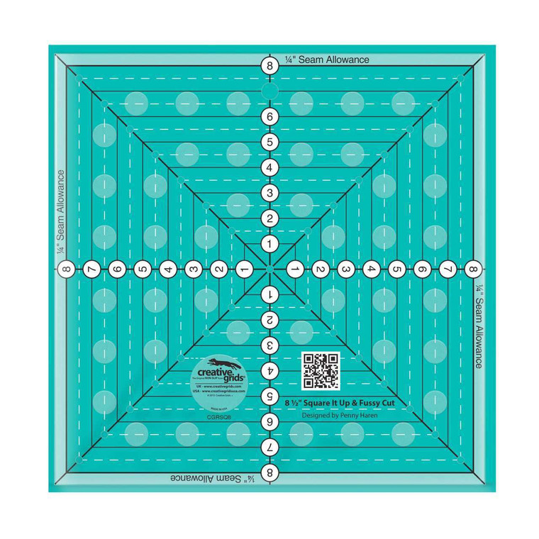 Creative Grids 8-1/2in Square It Up or Fussy Cut Square Quilt Ruler