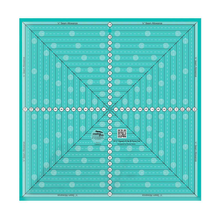 Creative Grids 14-1/2in Square It Up or Fussy Cut Square Quilt Ruler