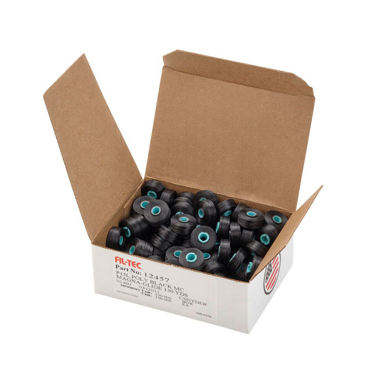 Fil-Tec Magna-Glide Poly Classics Style L 130yd Prewound Bobbins 100 Count Black