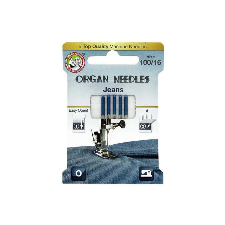 Organ ECO Needles Jeans Size 100/16 - 5 Needles Per Pack