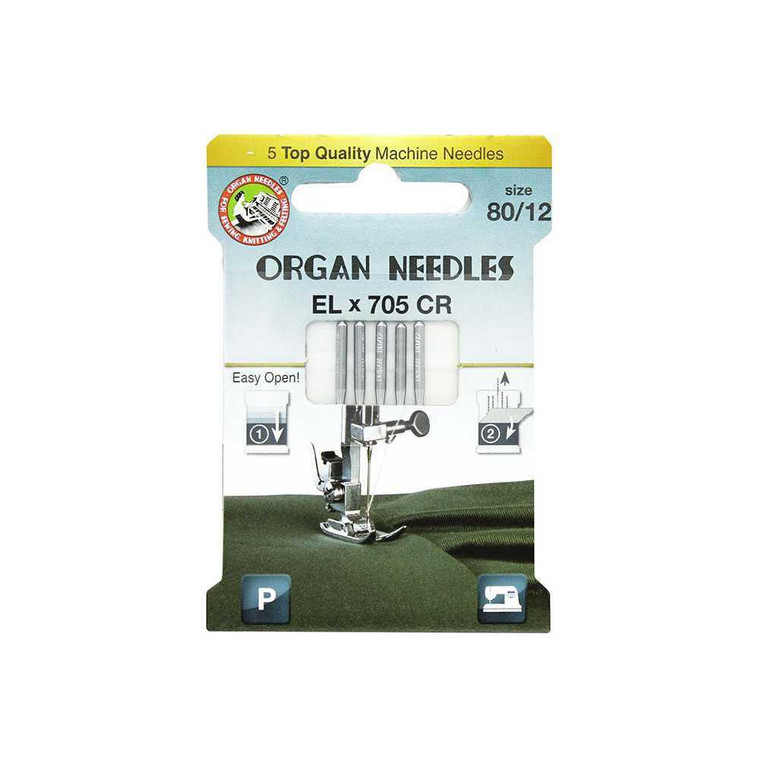 Organ ECO Needles EL x 705 Chromium Size 80/12 - 5 Needles Per Pack