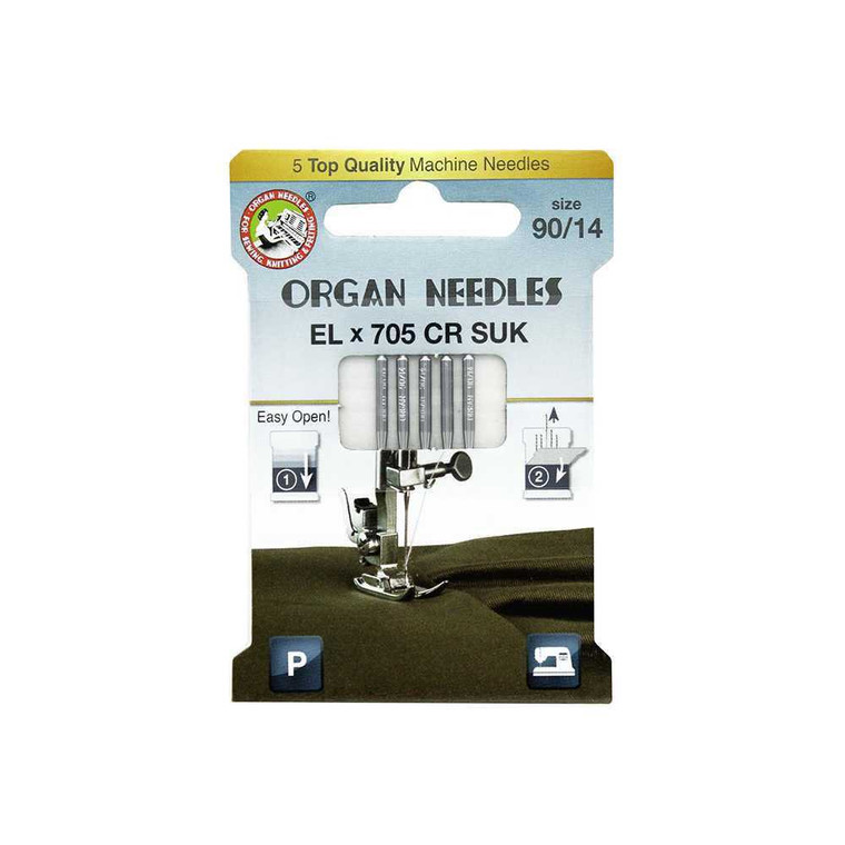 Organ ECO Needles EL x 705 Chromium SUK Size 90/14 - 5 Needles Per Pack