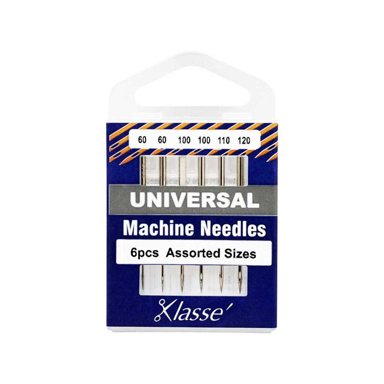 Klasse Universal Needle Assortment 120/20 110/18 100/16 60/08 Pack of 6 Needles