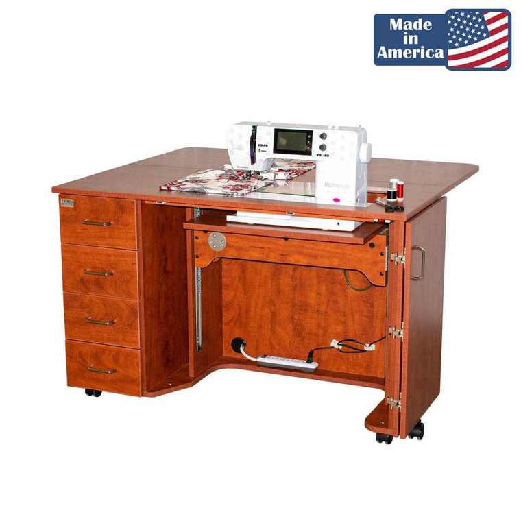 Horn 5400 Sewing Quilting and Embroidery Cabinet With Electric Lift in Sunset Maple