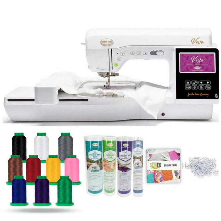 Baby Lock Vesta Embroidery & Sewing Machine 6.25x10.25 Stitch Area with Premier Package