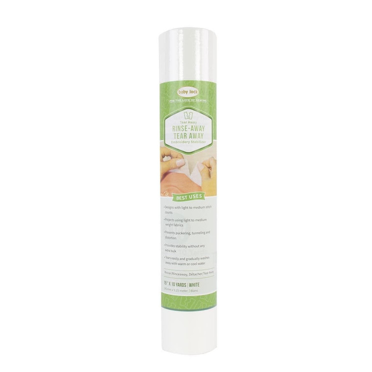 Baby Lock 15"x10yd Rinse Away Tear Away 1.5oz Medium Stabilizer