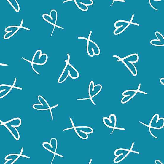 Andover Fabric - Dear Diary Love by Libs Elliott - Peacock