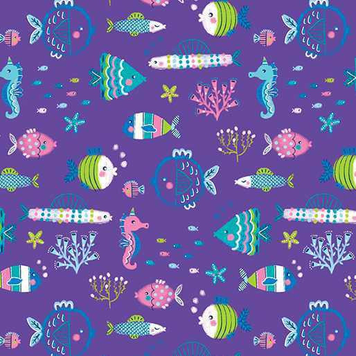 Benartex Fabric - Underwater Friends Purple