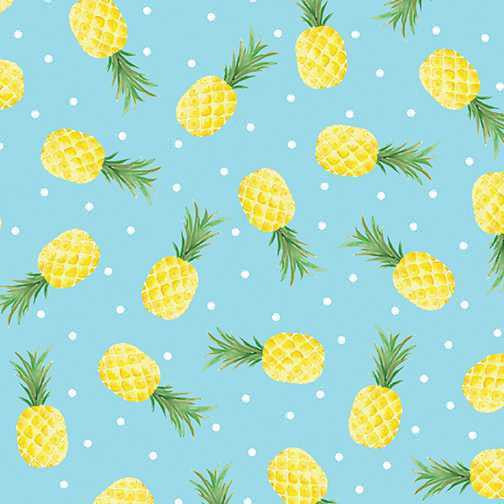 Benartex Fabric - Pineapple Fun Turquoise