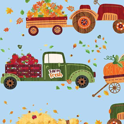 Benartex Fabric - Hayrides & Happiness Sky Blue