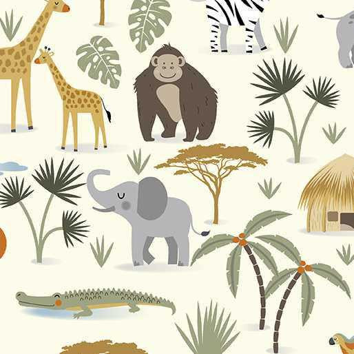 Benartex Fabric - Safari Jungle Cream
