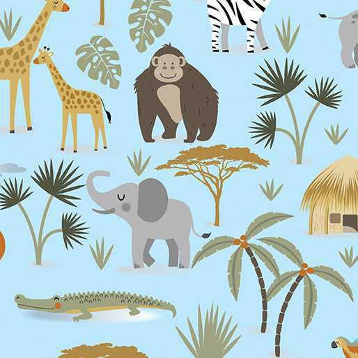 Benartex Fabric - Safari Jungle Blue