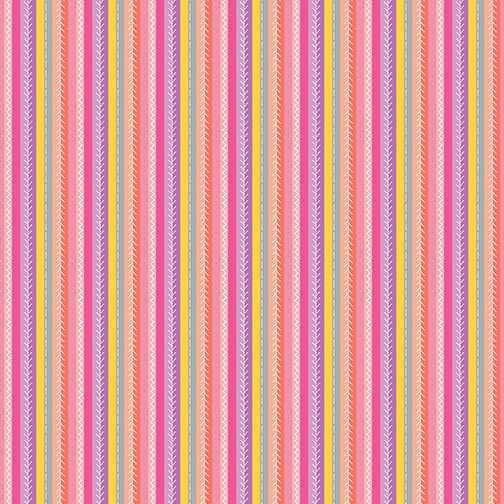 Benartex Fabric - Stitch Stripe Pink/Multi