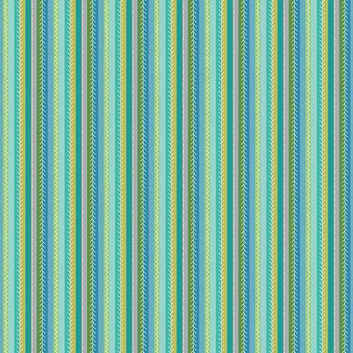 Benartex Fabric - Stitch Stripe Turquoise/Multi