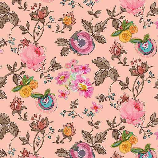 Benartex Fabric - Garden Floral Peach