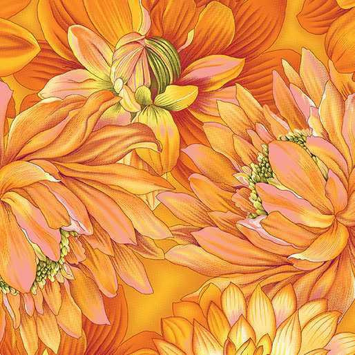 Benartex Fabric - Dahlia Gold