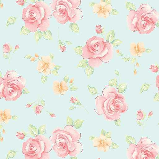 Benartex Fabric - Rosa Posa Light Blue