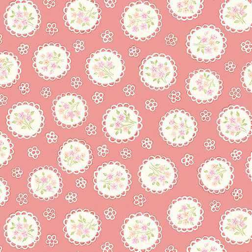 Benartex Fabric - Rose Doily Pink