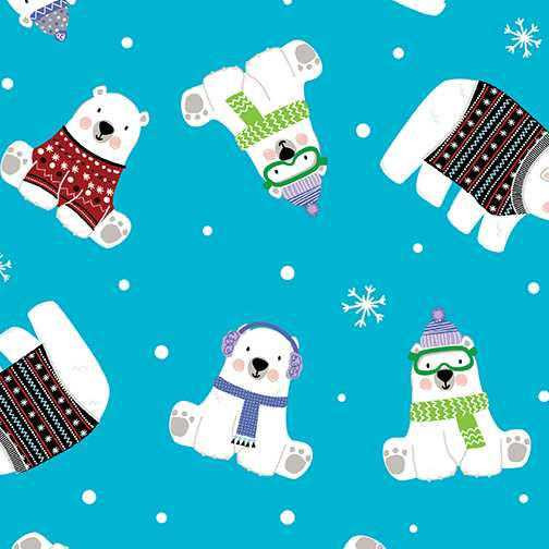 Benartex Fabric - Polar Bear Express Turquoise