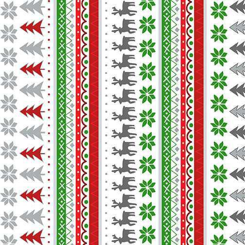 Benartex Fabric - Keeping Cozy Stripe White