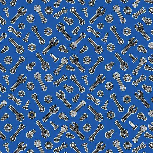 Benartex Fabric - Tools & Hardware Blue