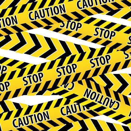 Benartex Fabric - Caution Tape White