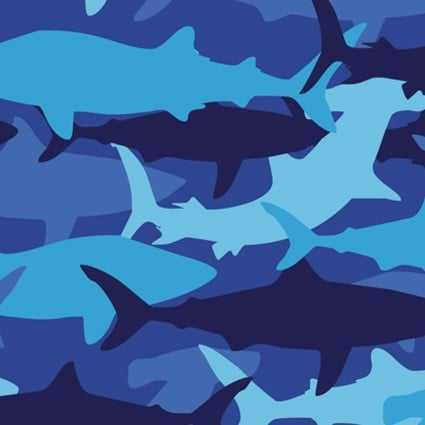 David Textiles Fabric - Allover Sharks Blues