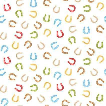 Freckle + Lollie Fabric - Howdy Pard'Ner - Horseshoes Multi