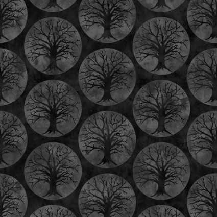 Maywood Studio Fabric - Spooky Hallow - Crooked Trees Black