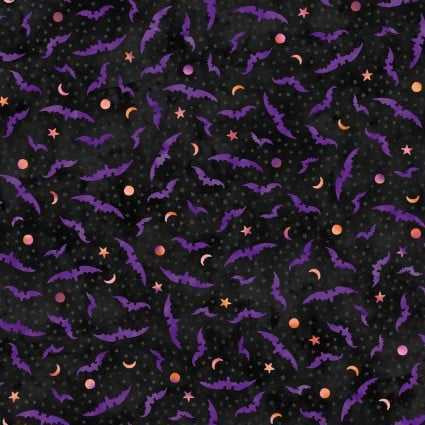 Maywood Studio Fabric - Spooky Hallow - Bats Black