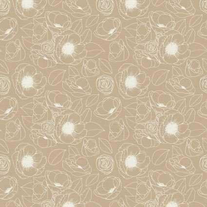 Paintbrush Studio Fabric - Geo Florals - Beige