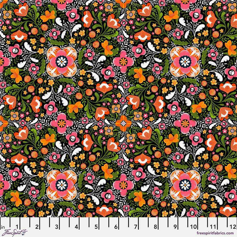 Free Spirit Fabric - Floral Secrets - Black || Pretty Creepy