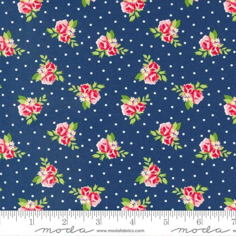 Moda Fabric - Berry Basket - Tiny Flowers Blueberry