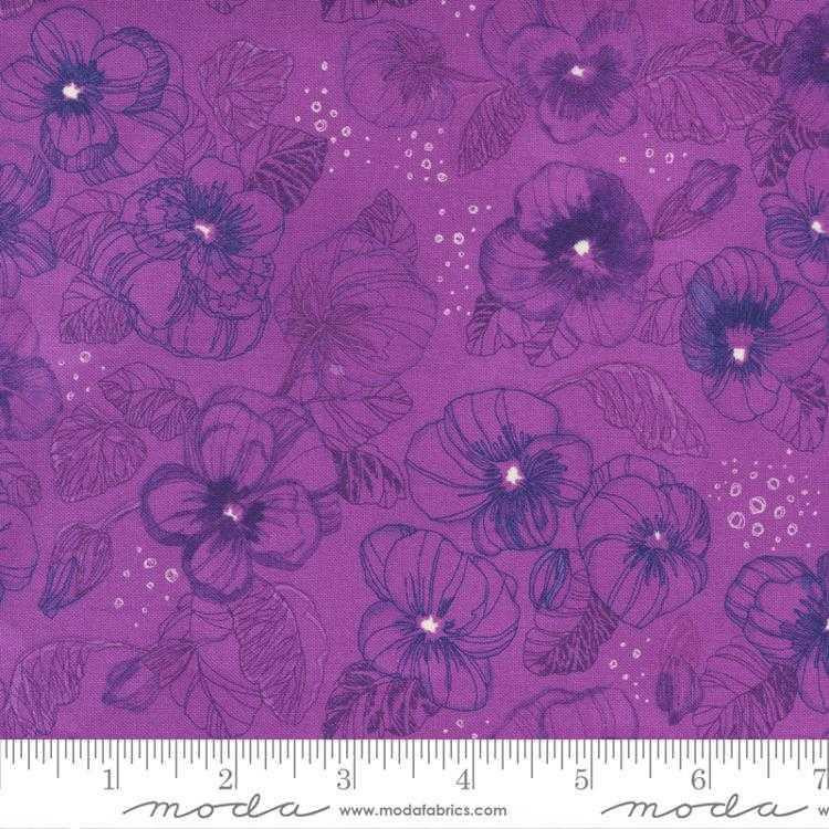 Moda Fabric - Pansys Posies Watercolor - Plum
