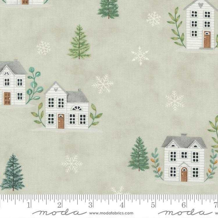 Moda Fabric - Holidays At Home - Houses Pebble Grey
