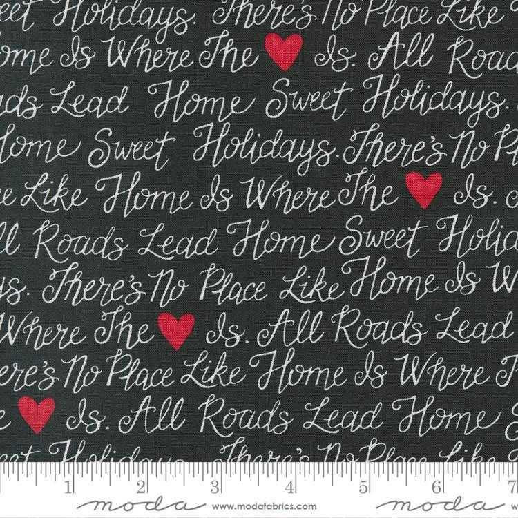 Moda Fabric - Holidays At Home - Words Charcoal Black