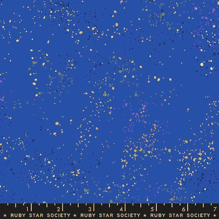 Ruby Star Society Fabric - Speckled - Metallic Blue Ribbon