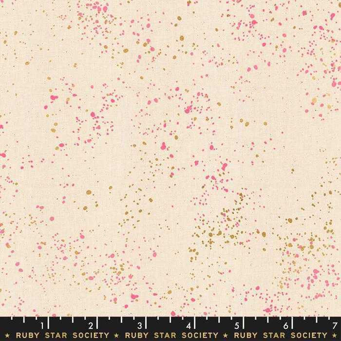 Ruby Star Society Fabric - Speckled - Metallic Neon Pink