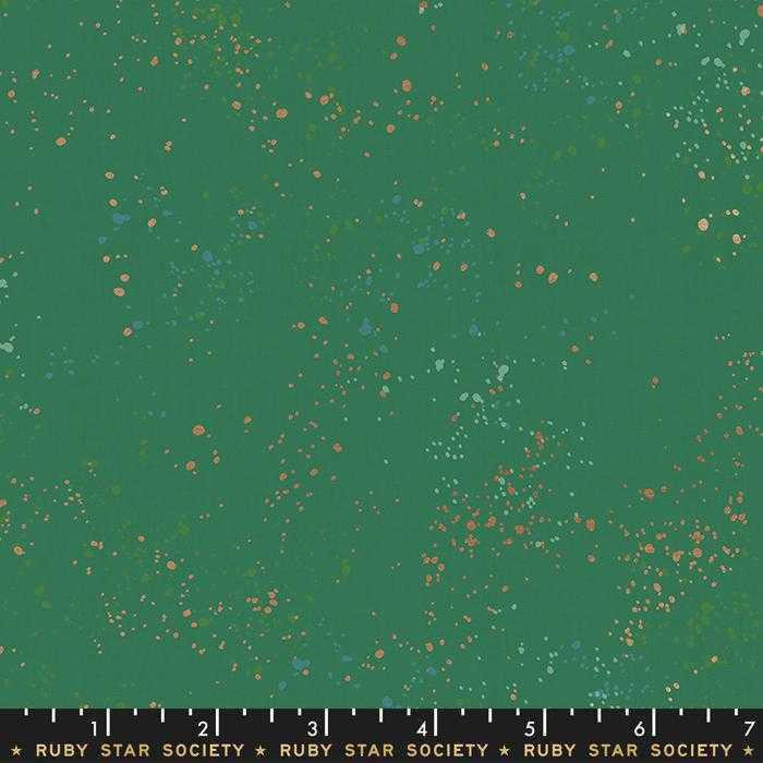 Ruby Star Society Fabric - Speckled - Metallic Emerald Green