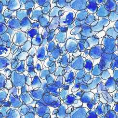 QT Fabric - Circle Geo Flower Blue
