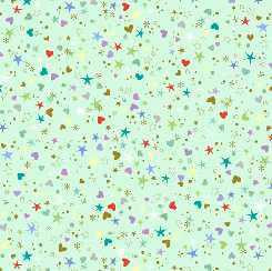 QT Fabric - Lil Buddies - Stars & Hears Aqua