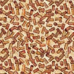 QT Fabric - A Little Wine Tossed Wine Corks - Tan