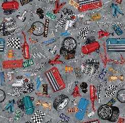 QT Fabric - Streets Of Fire - Car Parts & Tool Toss