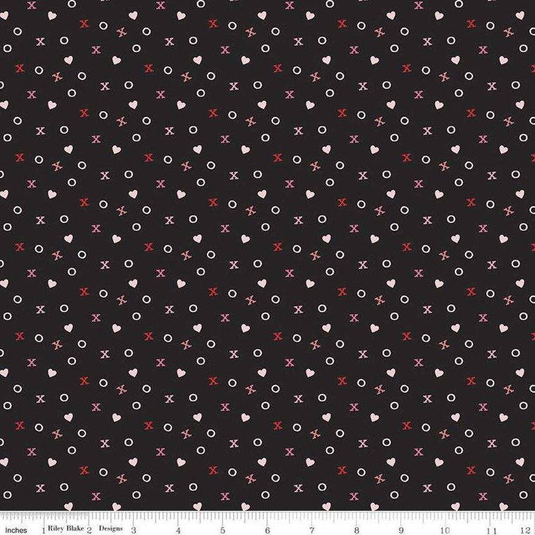 Riley Blake Designs Fabric - Falling in Love X's & O's - Black