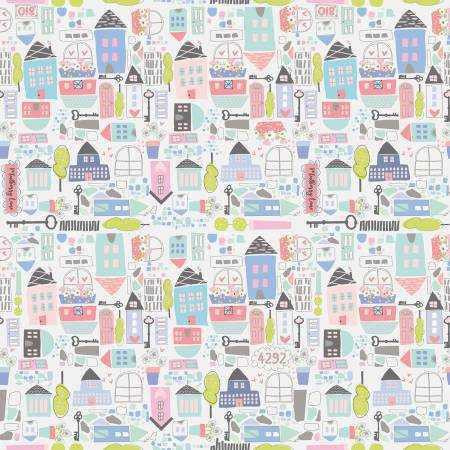 Riley Blake Designs Fabric - Mulberry Lane Houses Offwhite