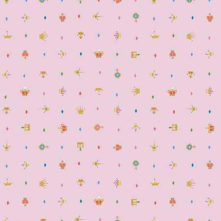 Riley Blake Designs Fabric - Little Brier Rose Crowns Pink